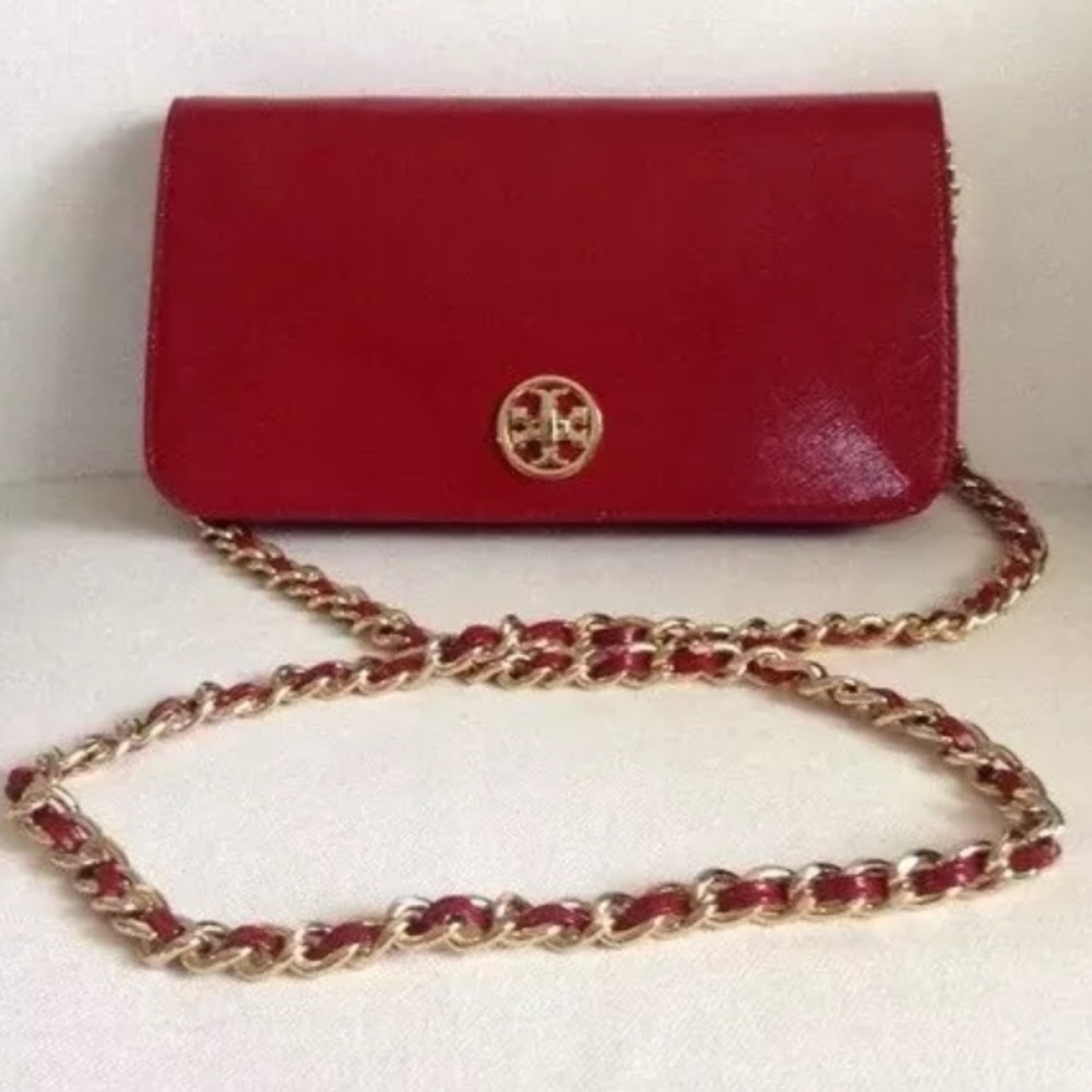 Tory Burch Adalyn Crossbody Red Turnlock Clutch
